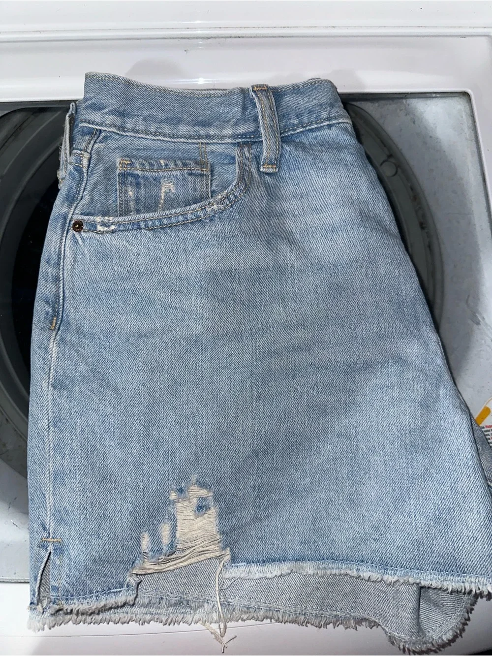 High-Waist Denim Jean Shorts - Light Blue